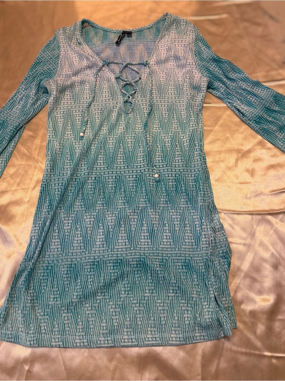 Women’s Teal Lace-Up Swim Coverup